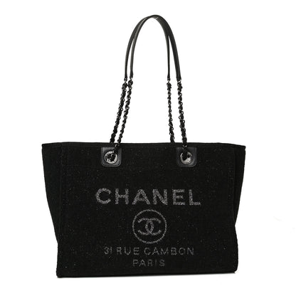 Chanel Lurex Canvas Small Deauville Tote Black 1 of 9