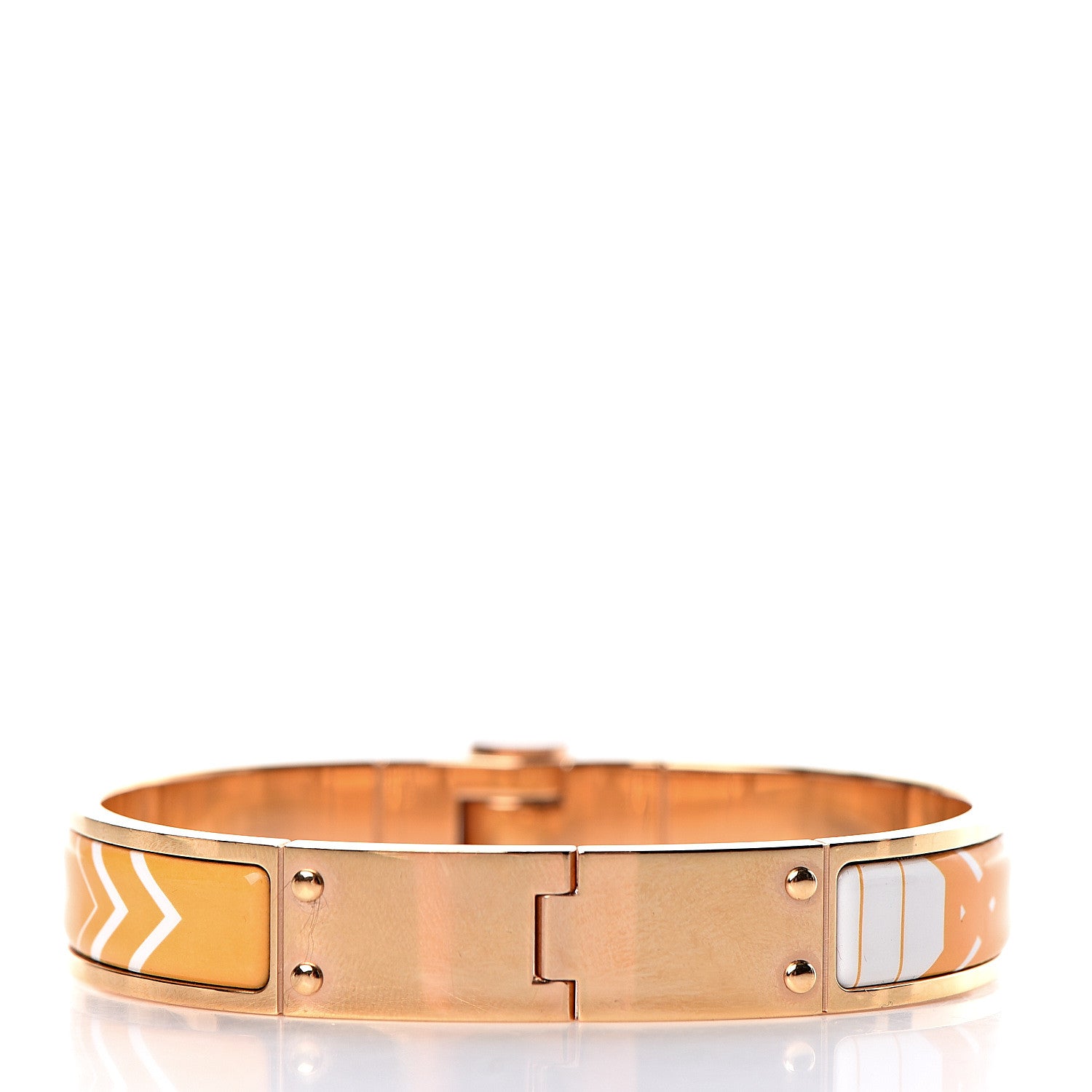 Hermes Enamel Printed Narrow Mors A Jouts Tatoo Hinged Bracelet M 4 of 5