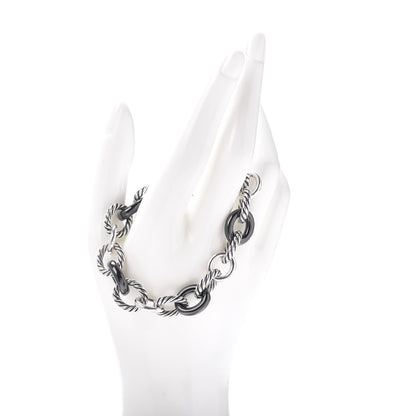 David Yurman Sterling Silver Ceramic 13mm Large Oval Link Bracelet Black 2 of 4