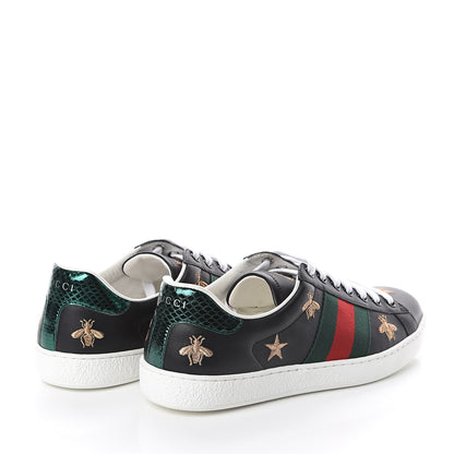 Gucci Calfskin Ayers Mens Web Bee Star Embroidered Ace Sneakers 5.5 Black 4 of 7