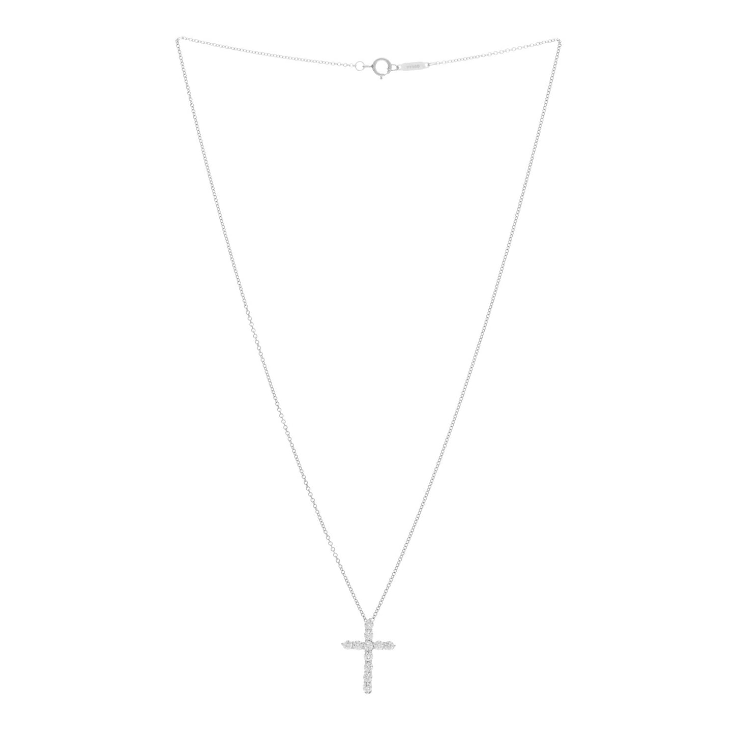 Platinum Diamond Small Cross Pendant Necklace