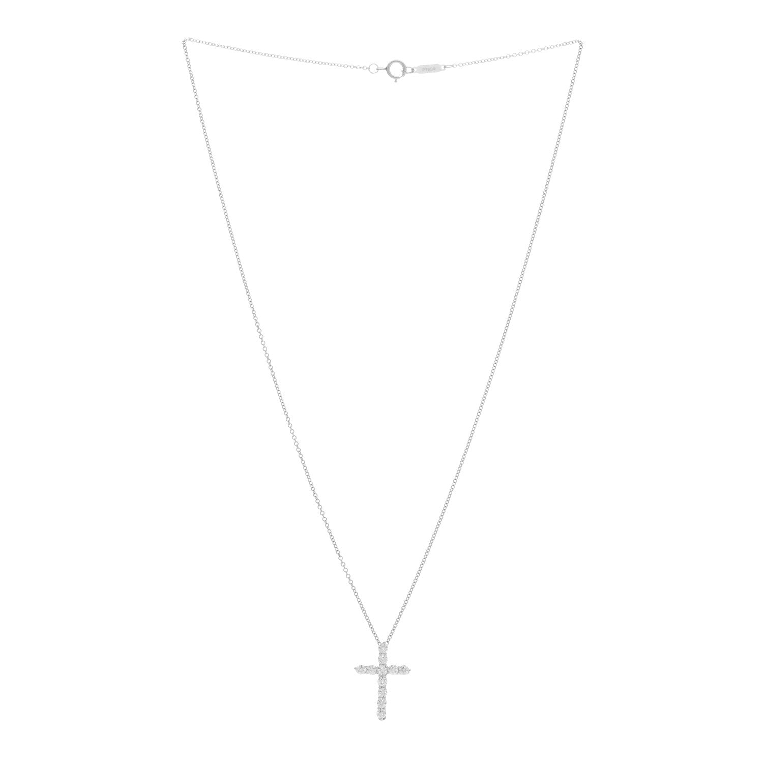 Tiffany Platinum Diamond Small Cross Pendant Necklace 2 of 4
