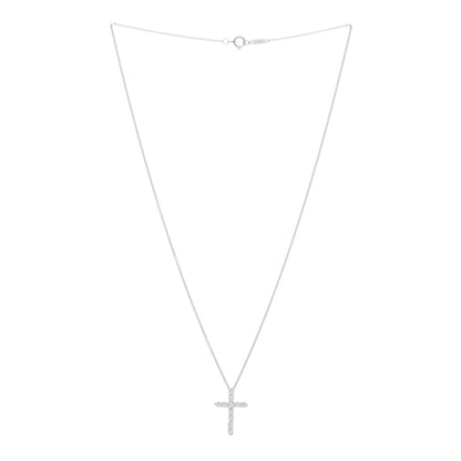 Tiffany Platinum Diamond Small Cross Pendant Necklace 2 of 4