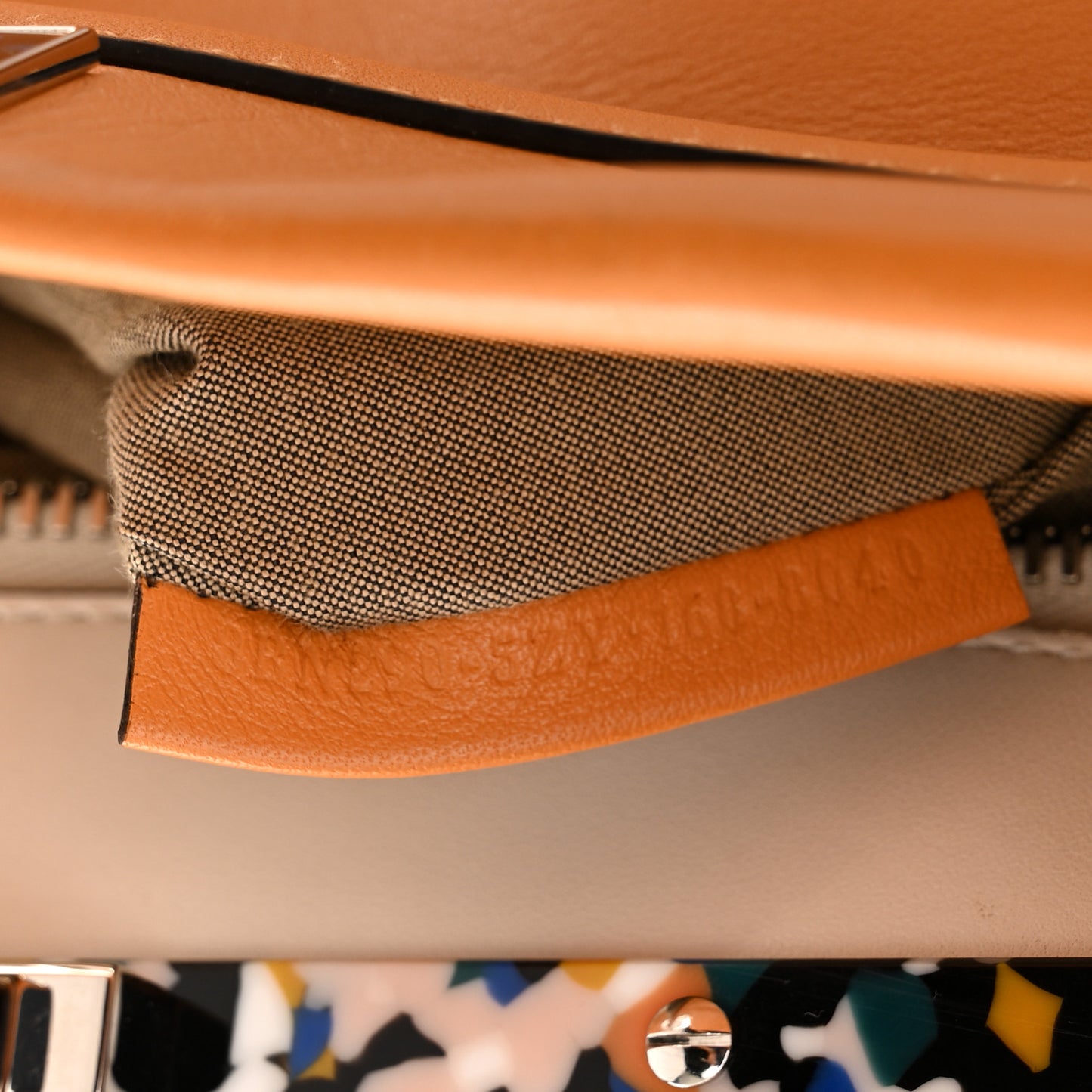 Vitello Seta Shiny Nappa Plexiglass Granite Medium Peekaboo Iconic Satchel Ginger Latte