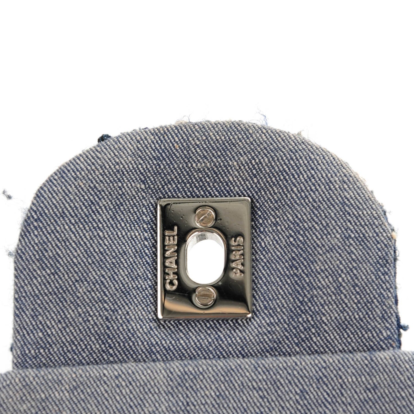 Denim Tweed Patchwork Jumbo Single Flap Blue
