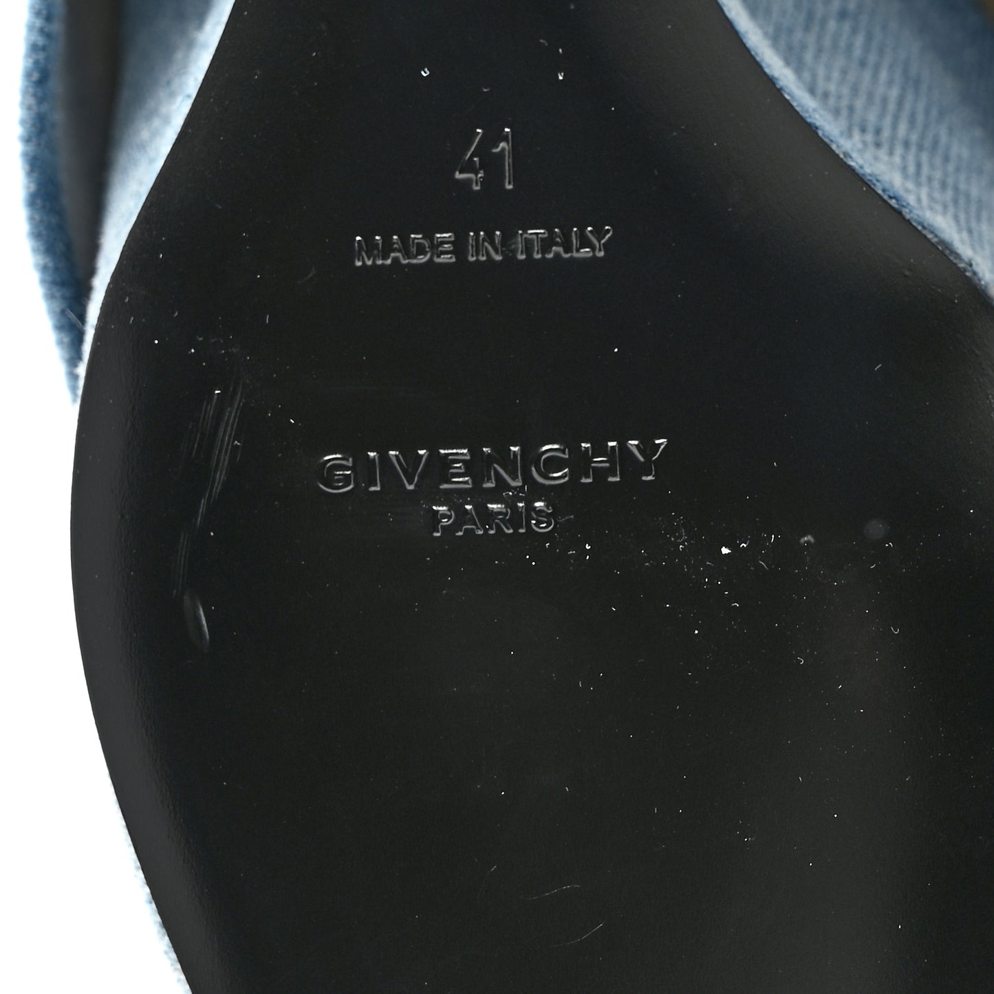 Washed Denim Shark Lock Pant Boots 41 Blue