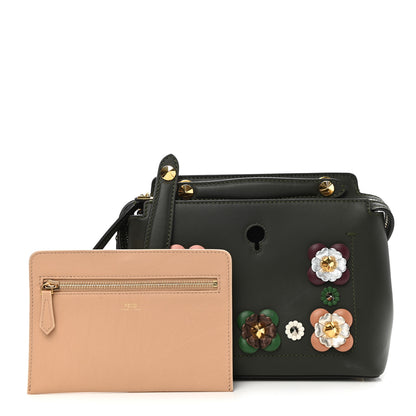 Fendi Vitello Baltico Nappa Flowerland Studded Small Dotcom Click Chain Satchel Verde Prato Multicolor 2 of 12