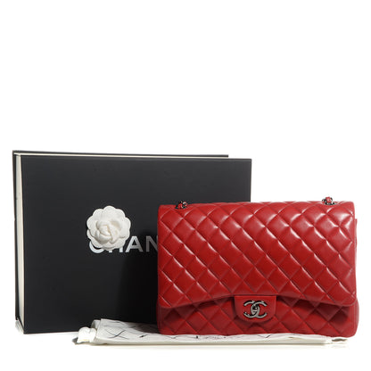 Chanel Lambskin Quilted Maxi Double Flap Red 10 of 10