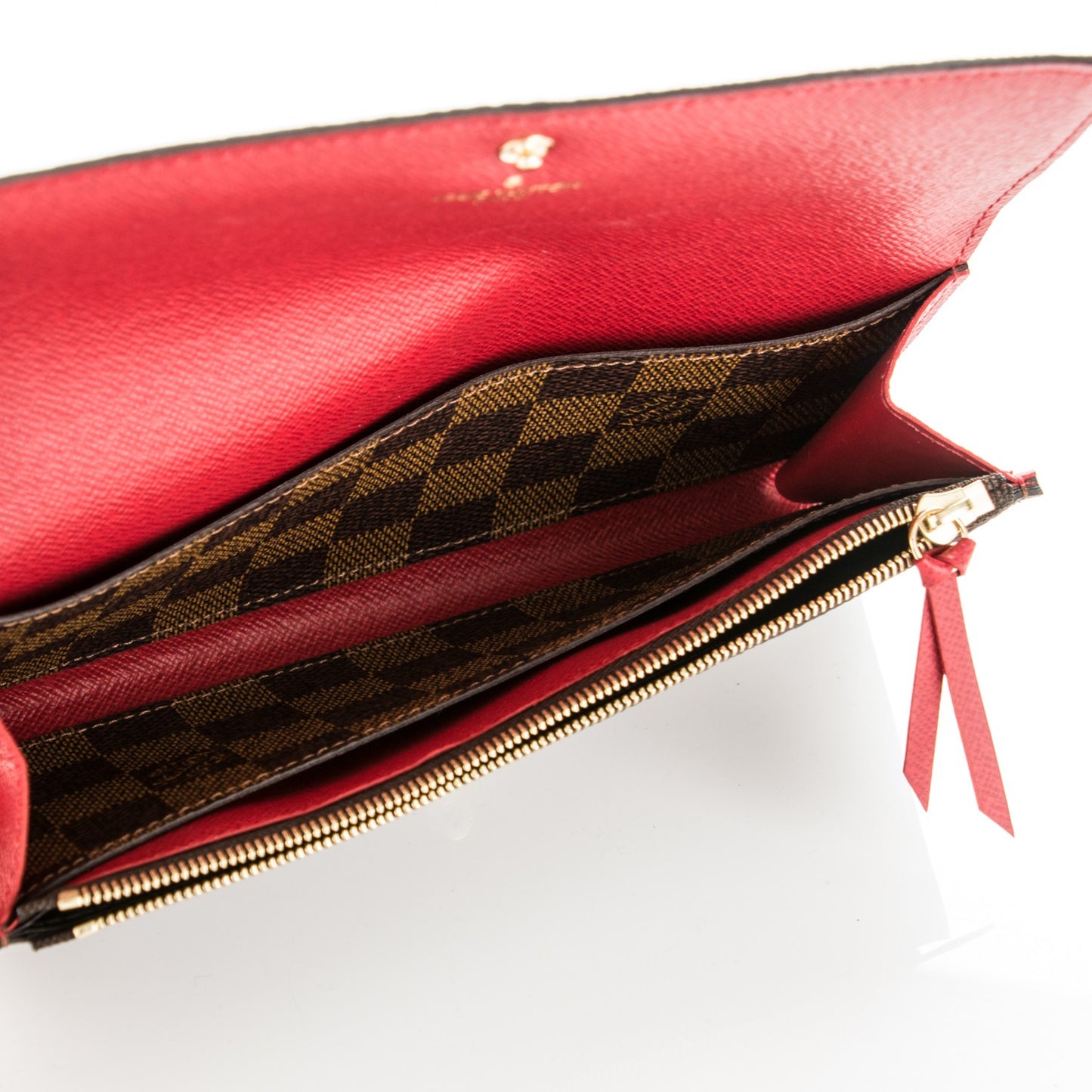 Damier Ebene Emilie Wallet Red