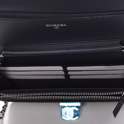 Chanel Lambskin Quilted Golden Class Wallet on Chain WOC Navy 5 of 9