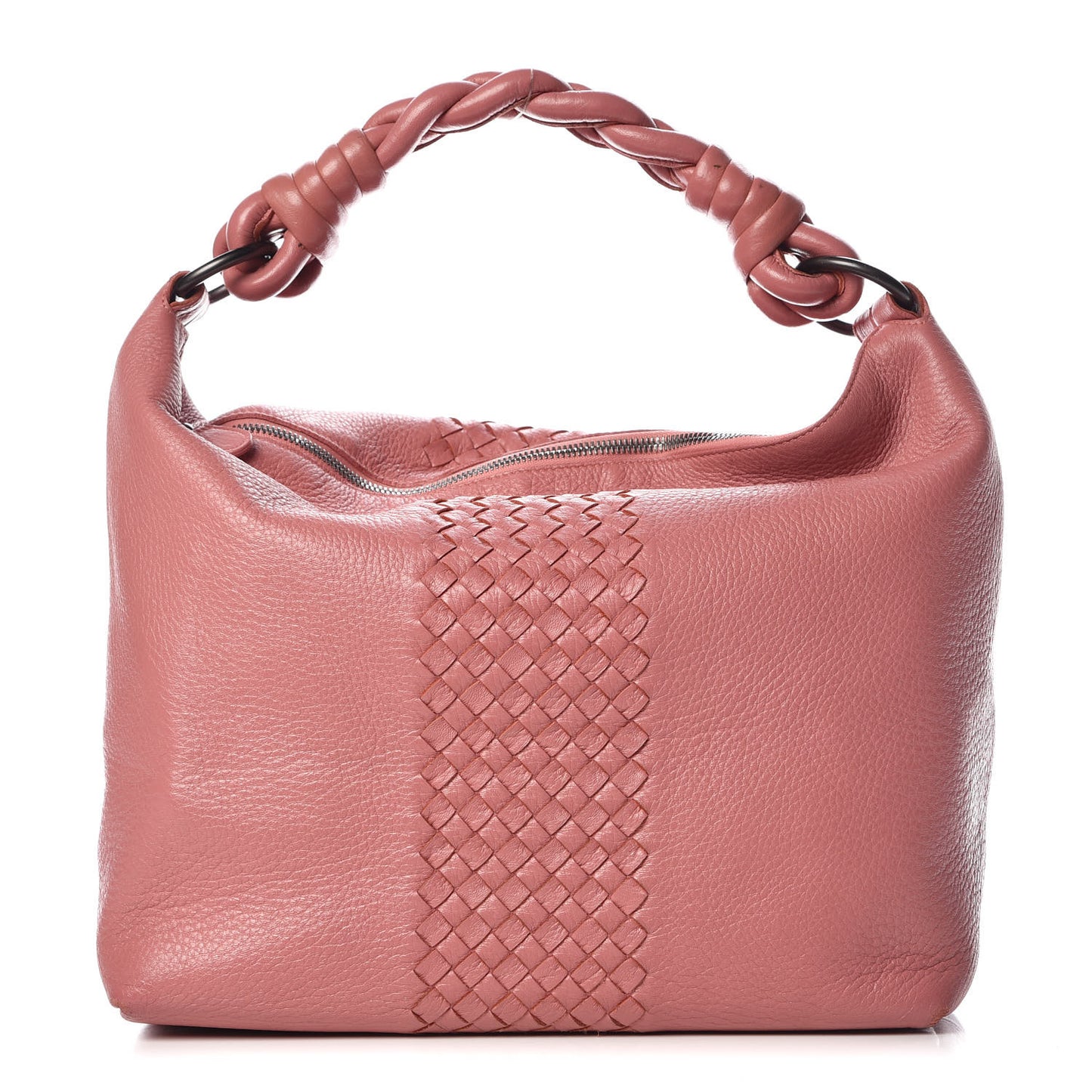 Cervo Deerskin Intrecciato Braided Hobo Rose Pink