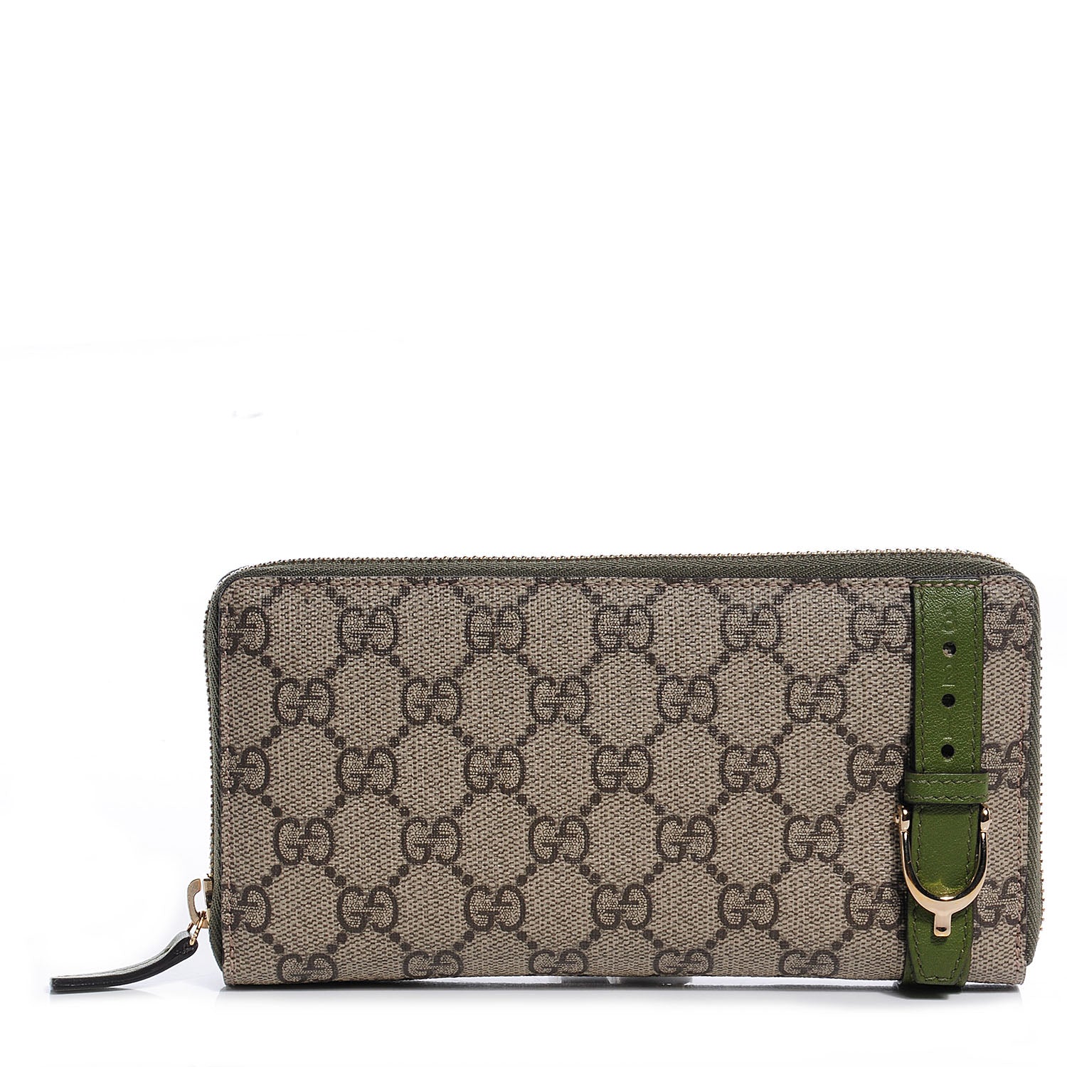 Gucci GG Supreme Monogram Nice Zip Around Wallet Green 1 of 8