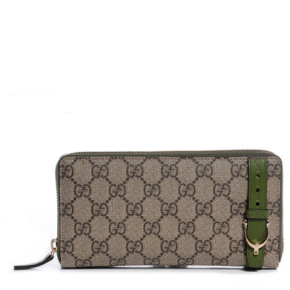 Gucci GG Supreme Monogram Nice Zip Around Wallet Green 1 of 8