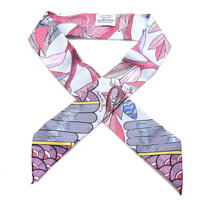Hermes Silk Tree Of Song Twilly Bleu Pale Rose Blue Jean 1 of 3