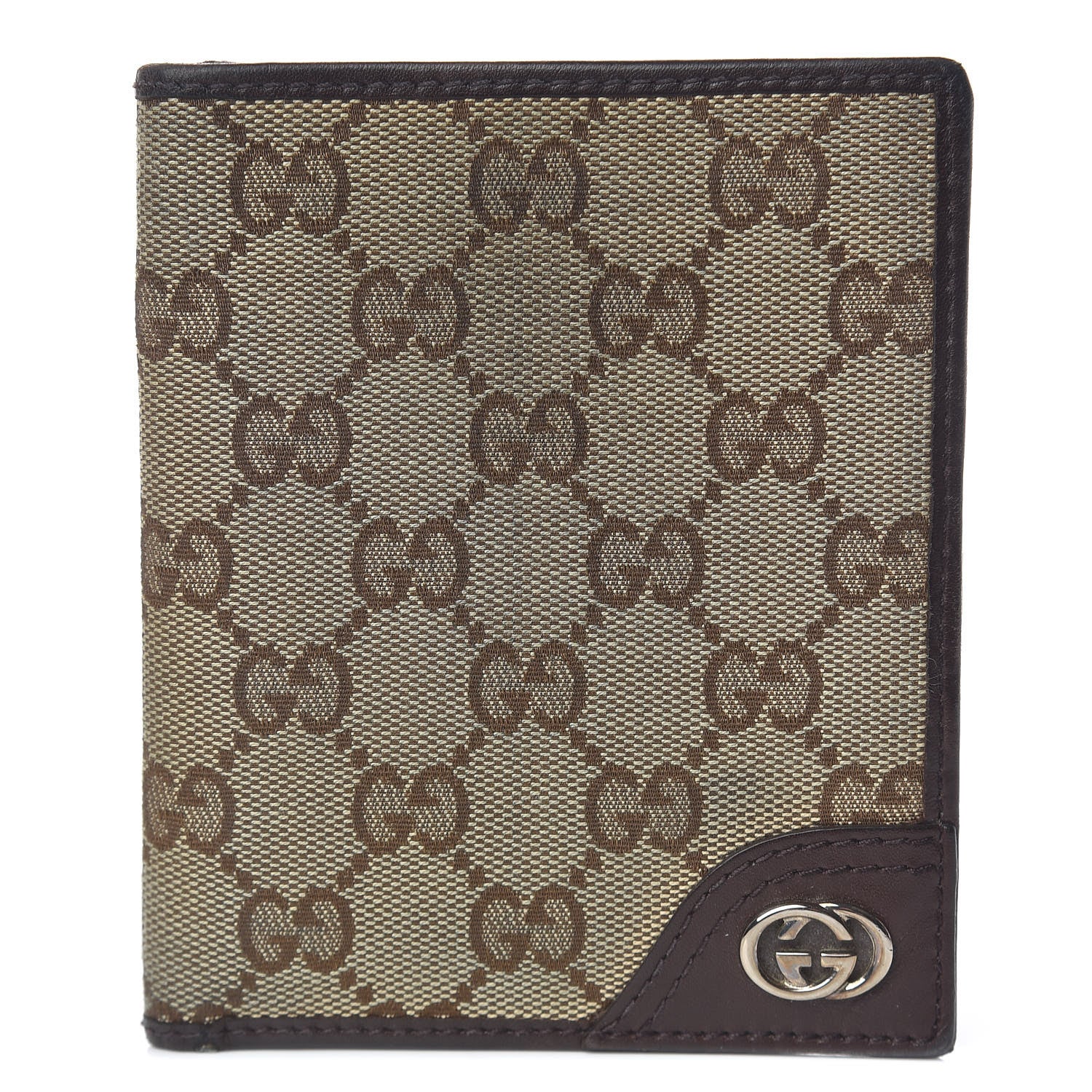 Gucci Monogram Mens New Britt Bi-Fold Wallet Dark Brown 1 of 14