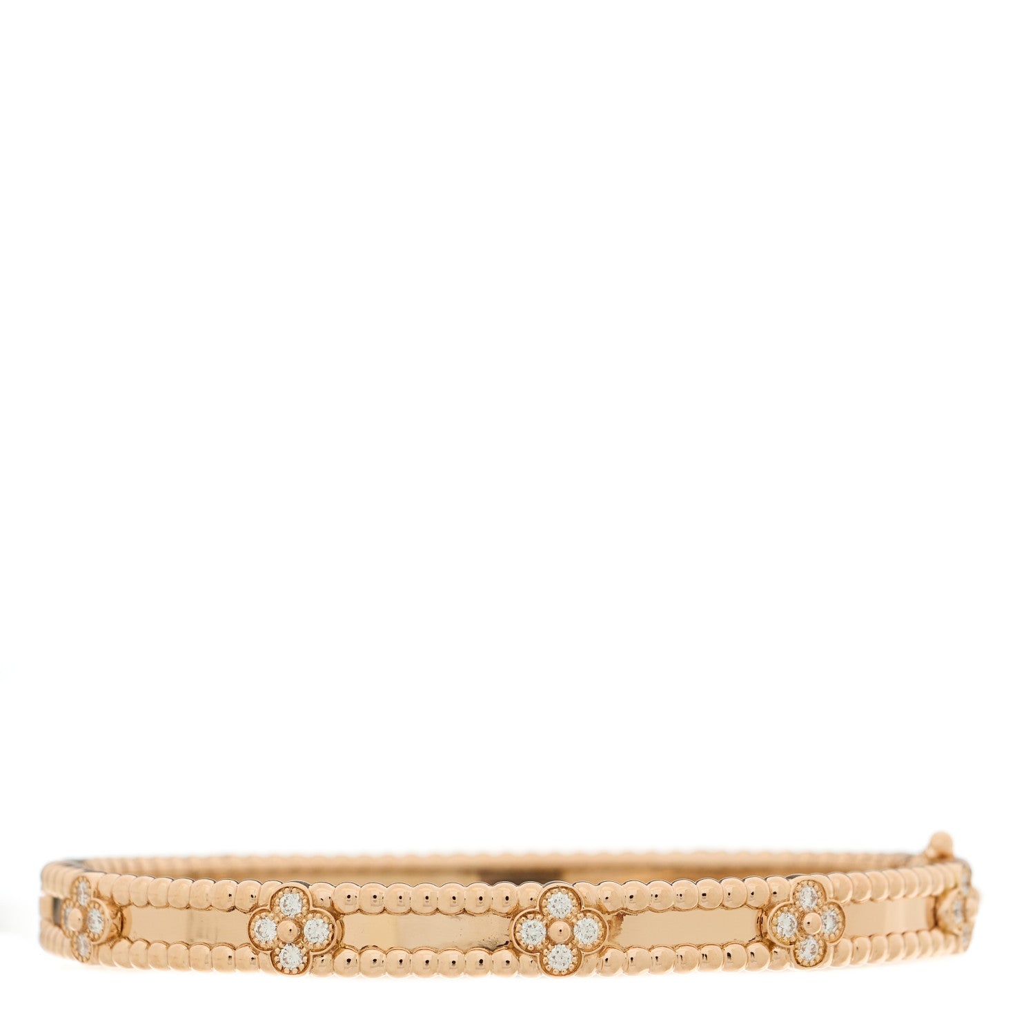Van Cleef & Arpels 18K Rose Gold Diamond Perlee Sweet Clovers Bracelet S 2 of 4