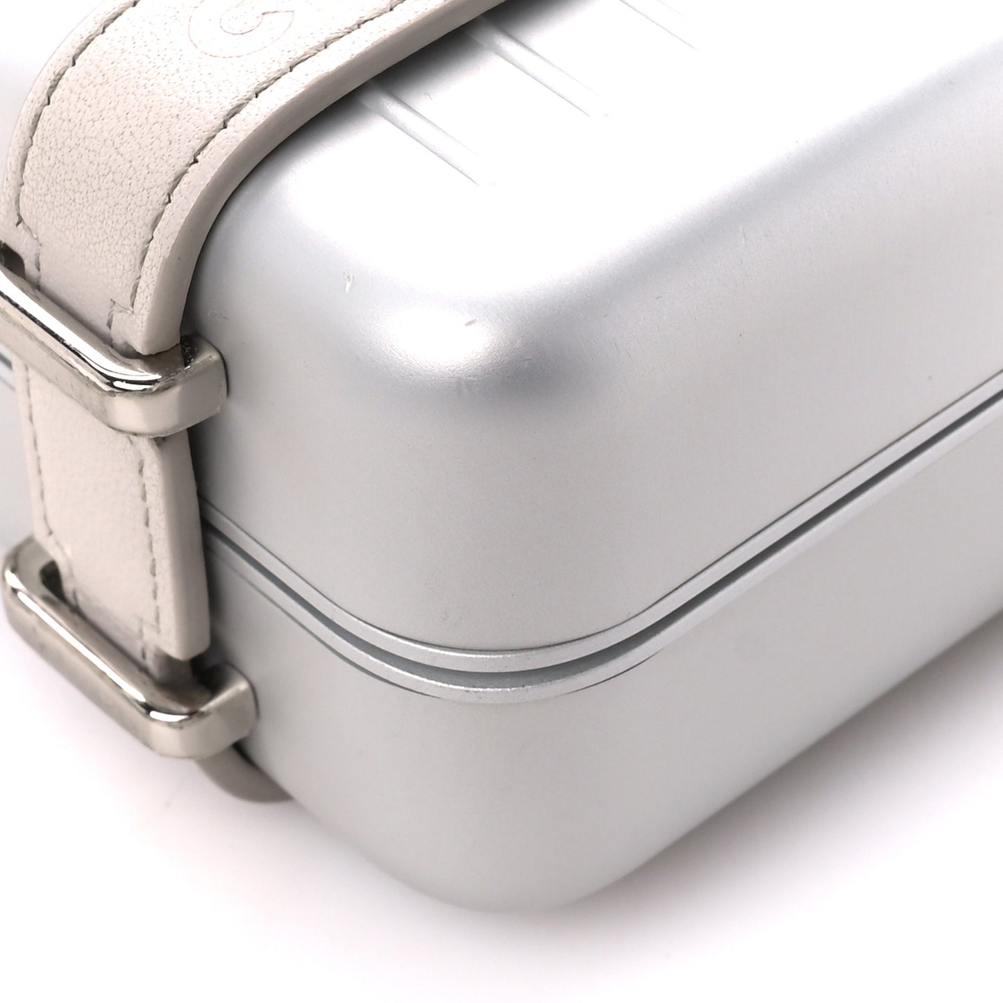 X RIMOWA Aluminum Personal Clutch On Strap Silver
