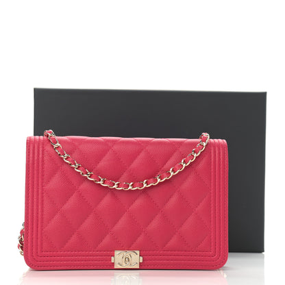 Chanel Caviar Quilted Boy Wallet On Chain WOC Fuchsia 13 of 13