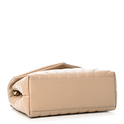 Saint Laurent Calfskin Y Quilted Monogram Small Loulou Chain Satchel Dark Beige 3 of 4