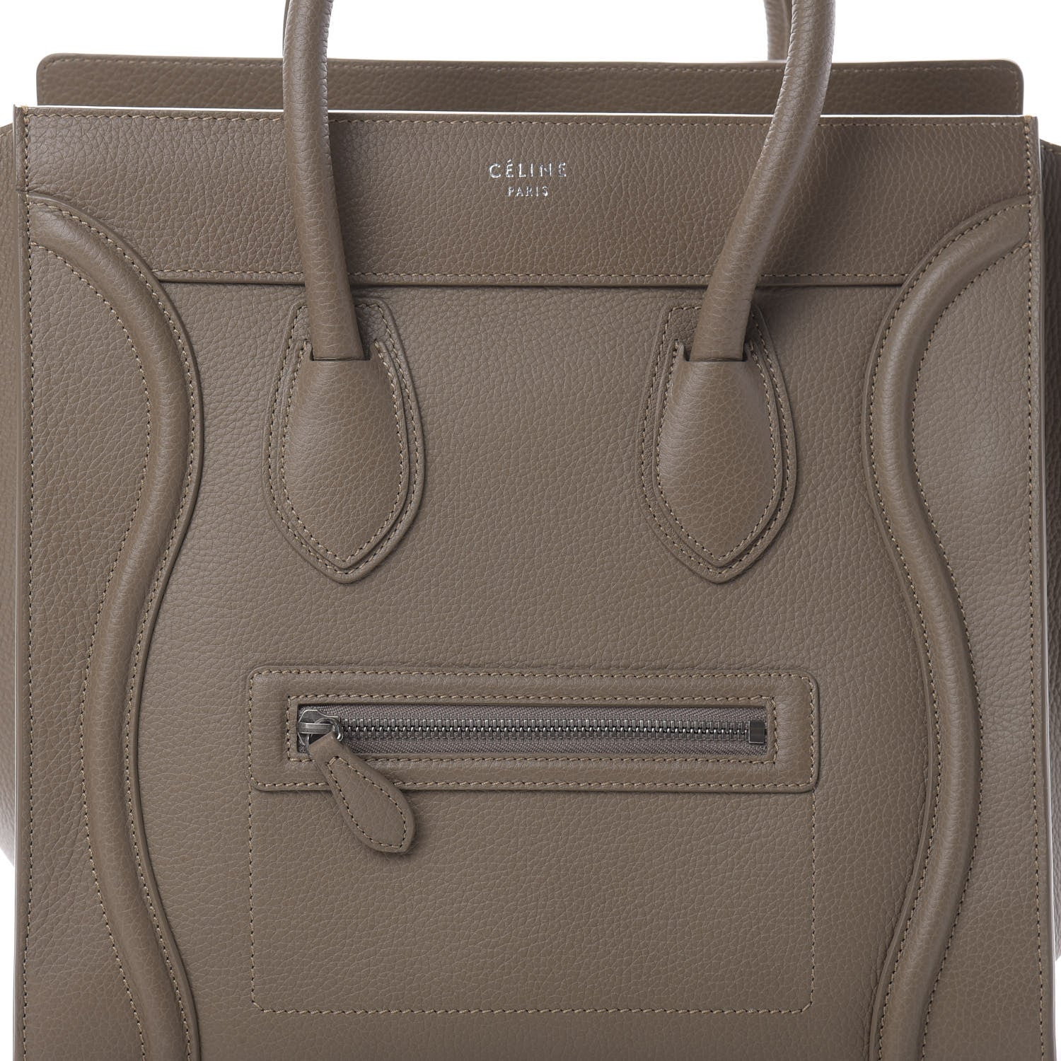 Celine Drummed Calfskin Mini Luggage Souris 8 of 10