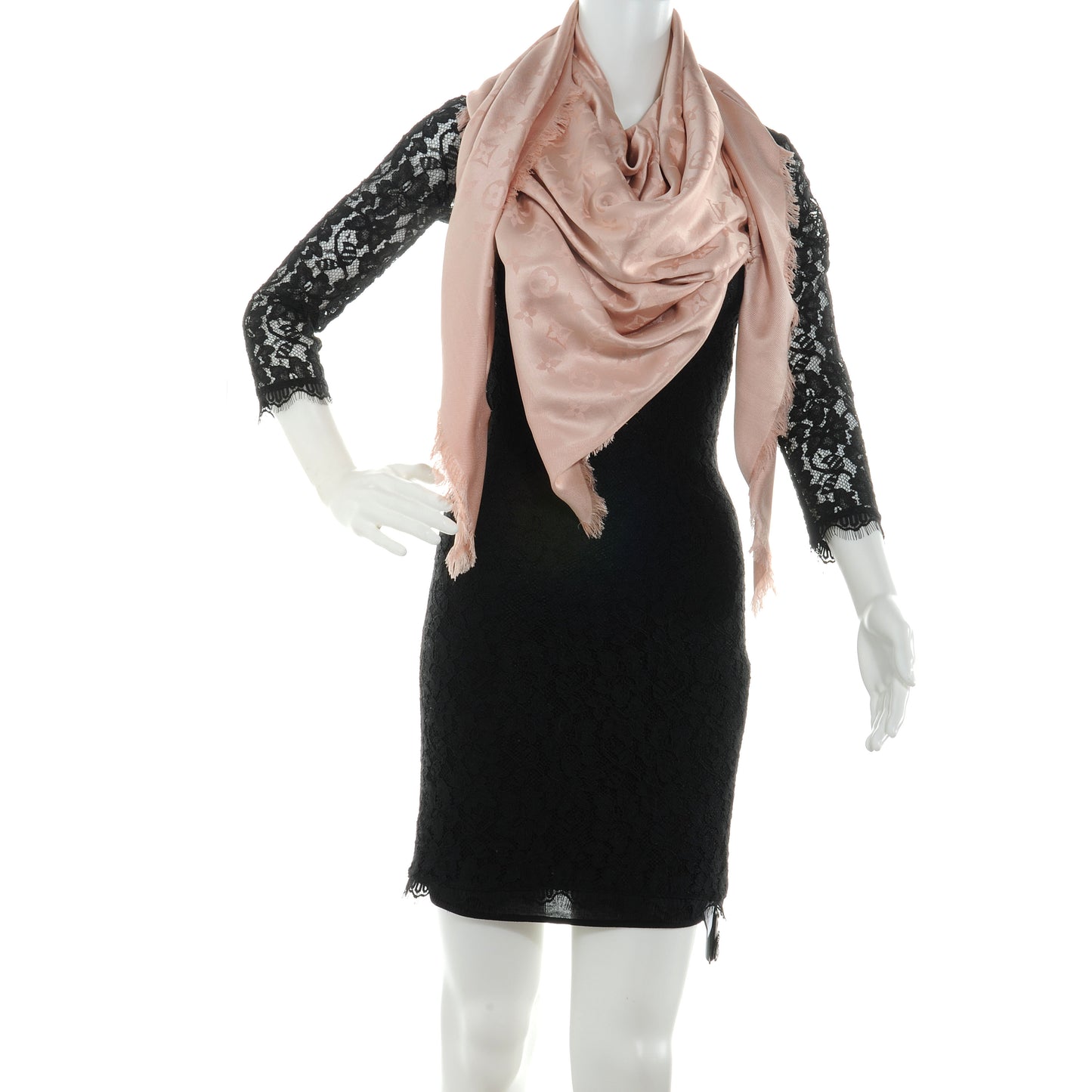 Wool Silk Monogram Shawl Nude