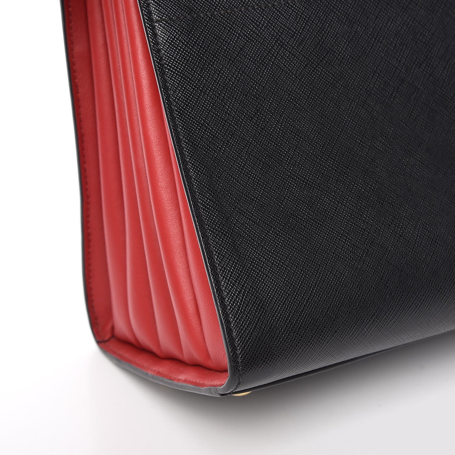 Prada Saffiano City Calfskin Small Bibliothèque Top Handle Black Fuoco 8 of 9
