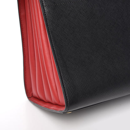 Prada Saffiano City Calfskin Small Bibliothèque Top Handle Black Fuoco 8 of 9