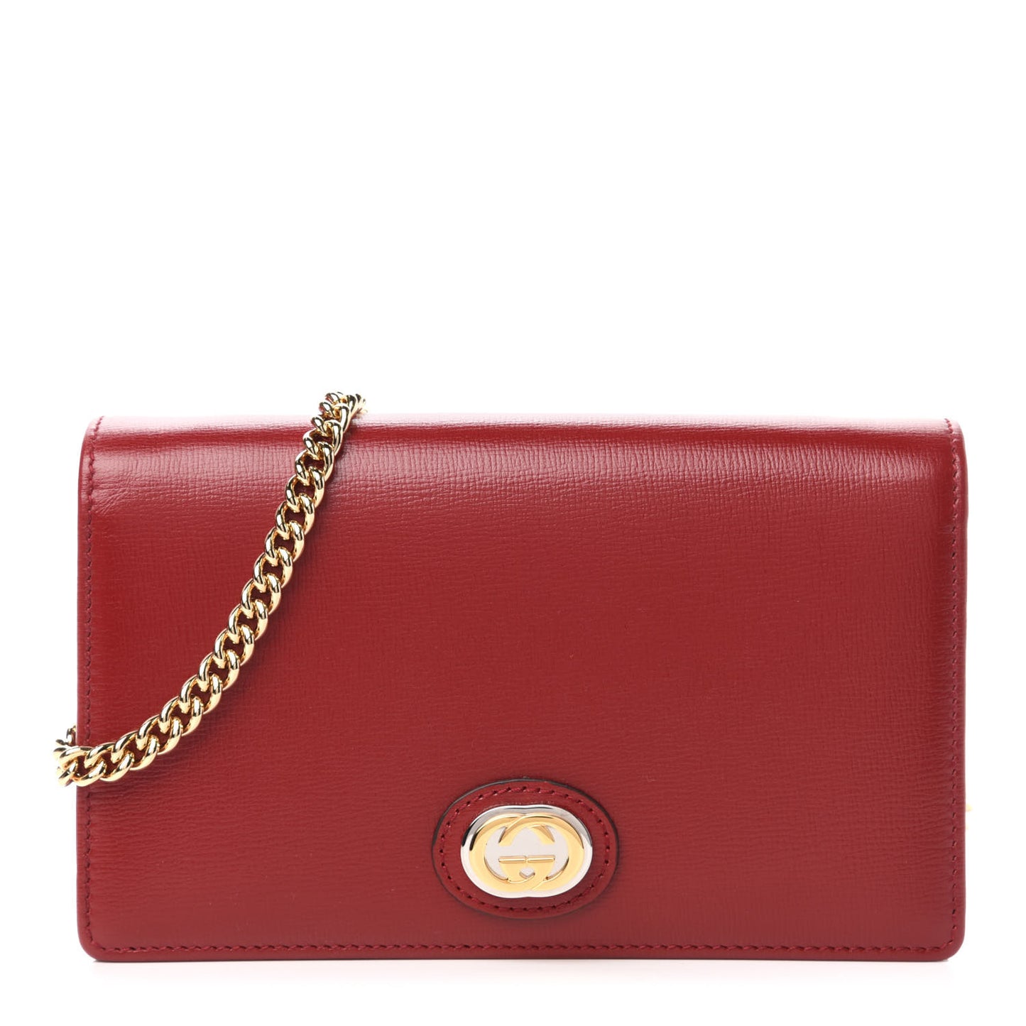 Azalea Calfskin Marina Chain Wallet New Cherry Red