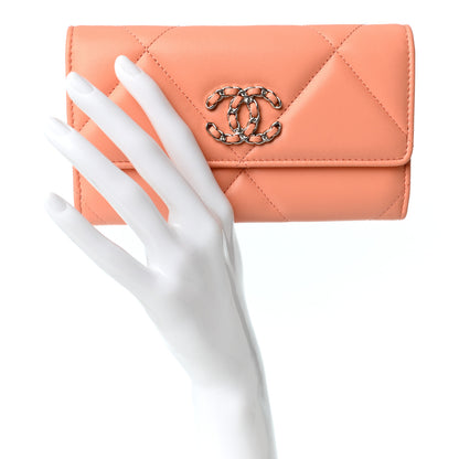 Chanel Lambskin Quilted Chanel 19 Flap Wallet Orange 2 of 10