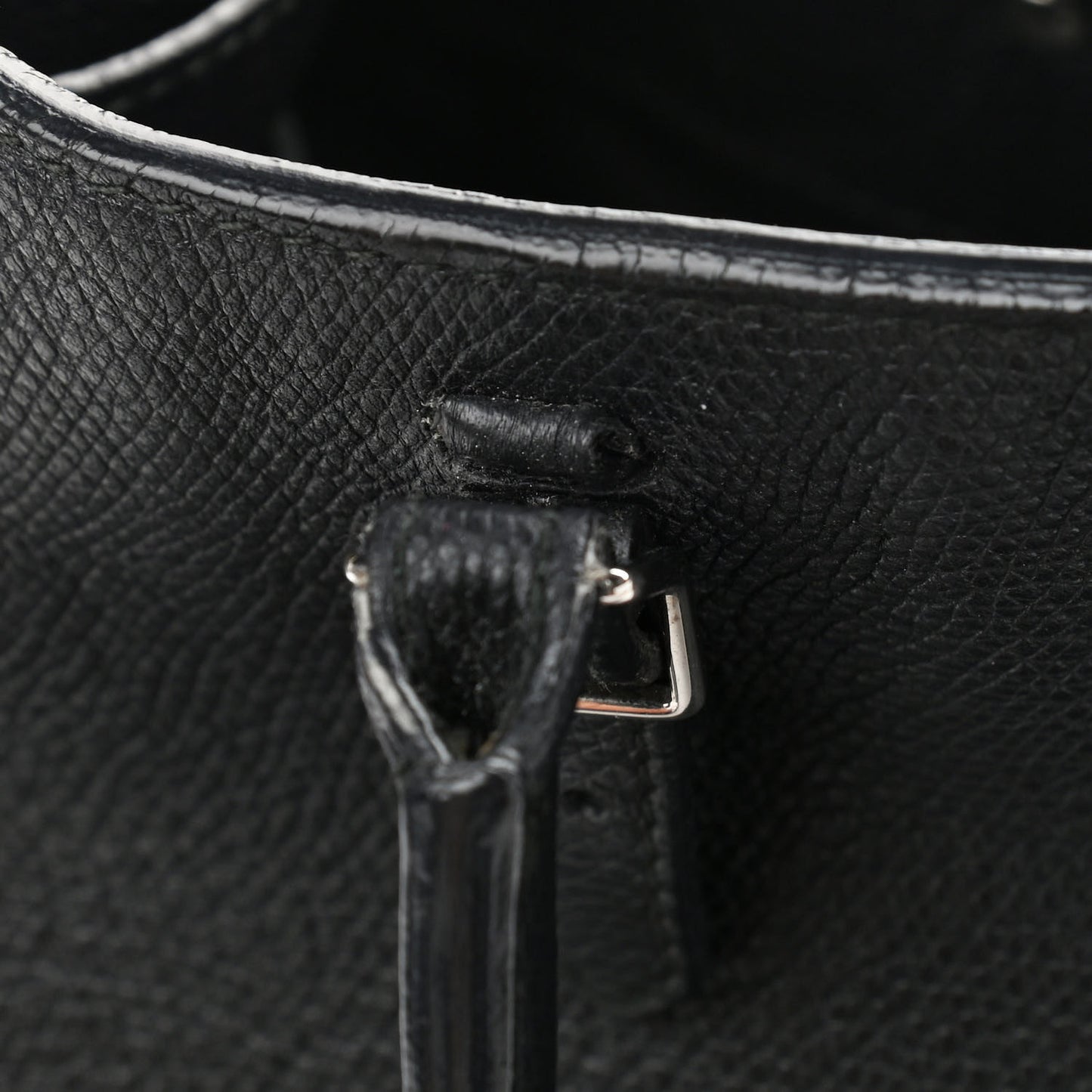Grained Calfskin Plate Hardware Papier A6 Zip Around Tote Black