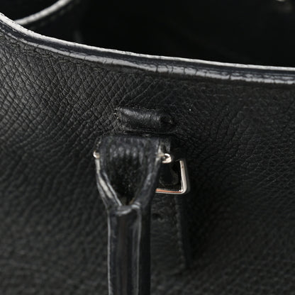 Balenciaga Grained Calfskin Plate Hardware Papier A6 Zip Around Tote Black 10 of 12