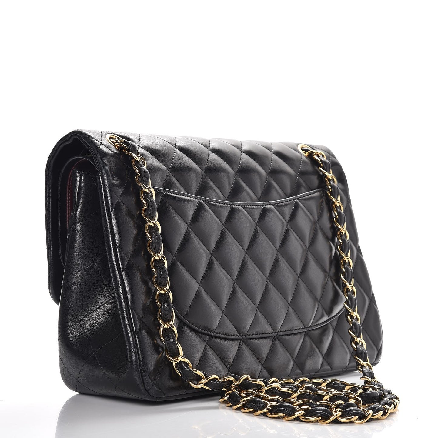 Lambskin Quilted Jumbo Double Flap Black
