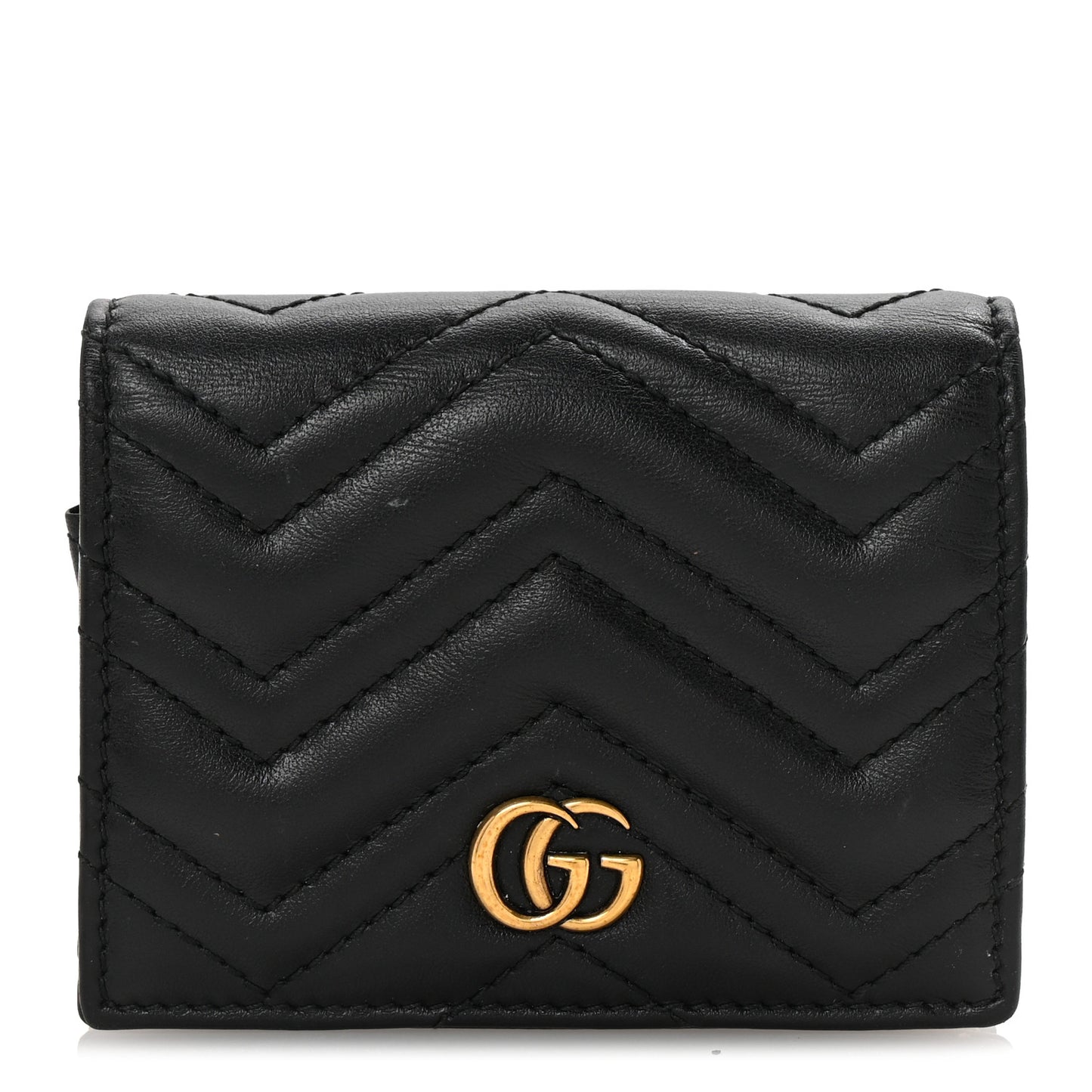 Calfskin Matelasse GG Marmont Card Case Wallet Black