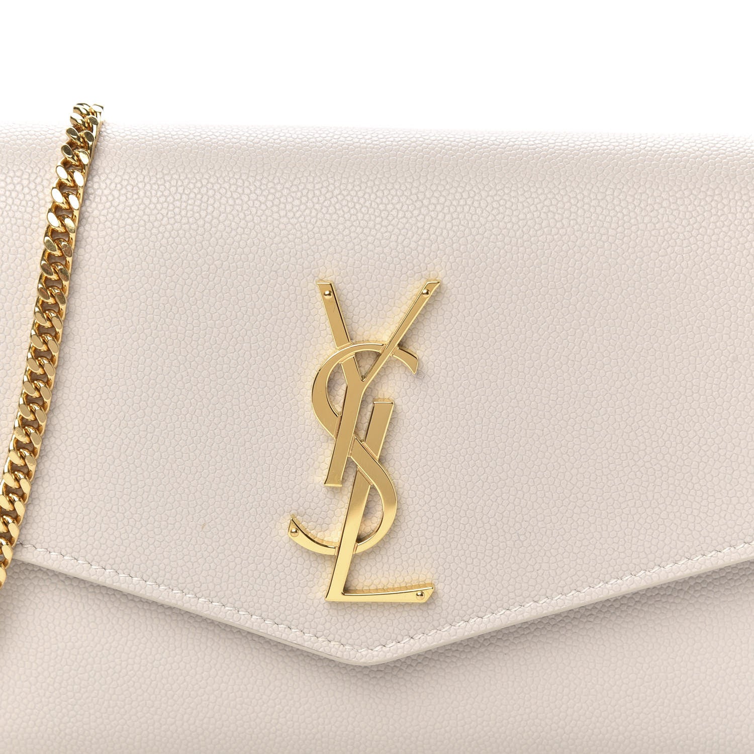 Saint Laurent Grain De Poudre Monogram Uptown Chain Wallet Dark Latte 10 of 12