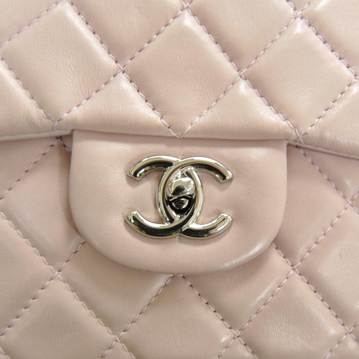 Lambskin Quilted Jumbo Flap Light Pink SHW