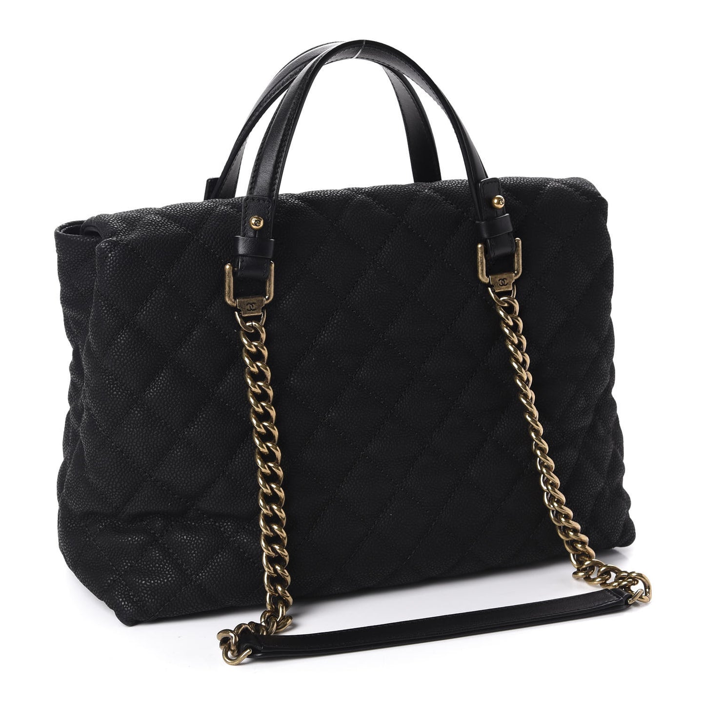 Iridescent Caviar Chic Quilt Tote Black