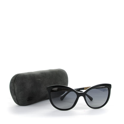 Chanel Crystal Baguette Polarized Cat Eye Bijou Sunglasses 5307-B Black 7 of 7