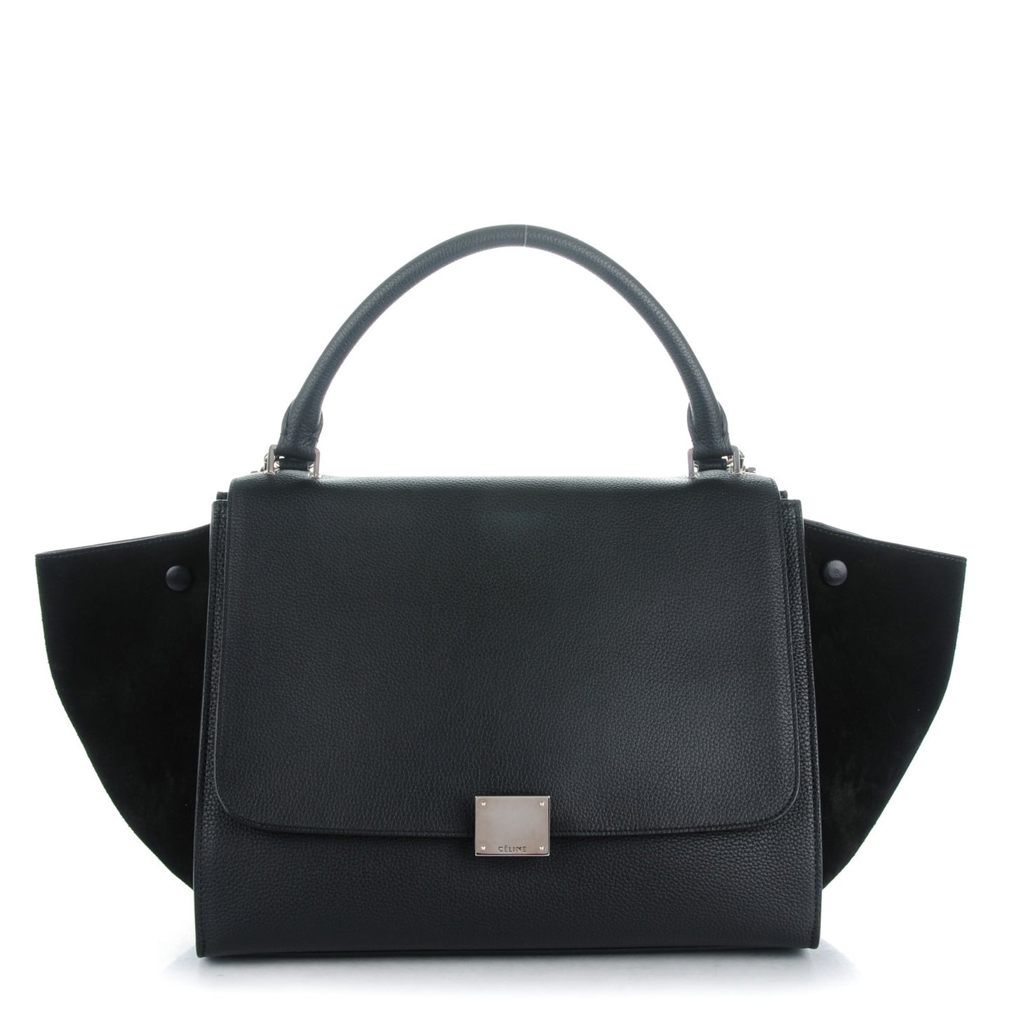 Drummed Calfskin Suede Medium Trapeze Black