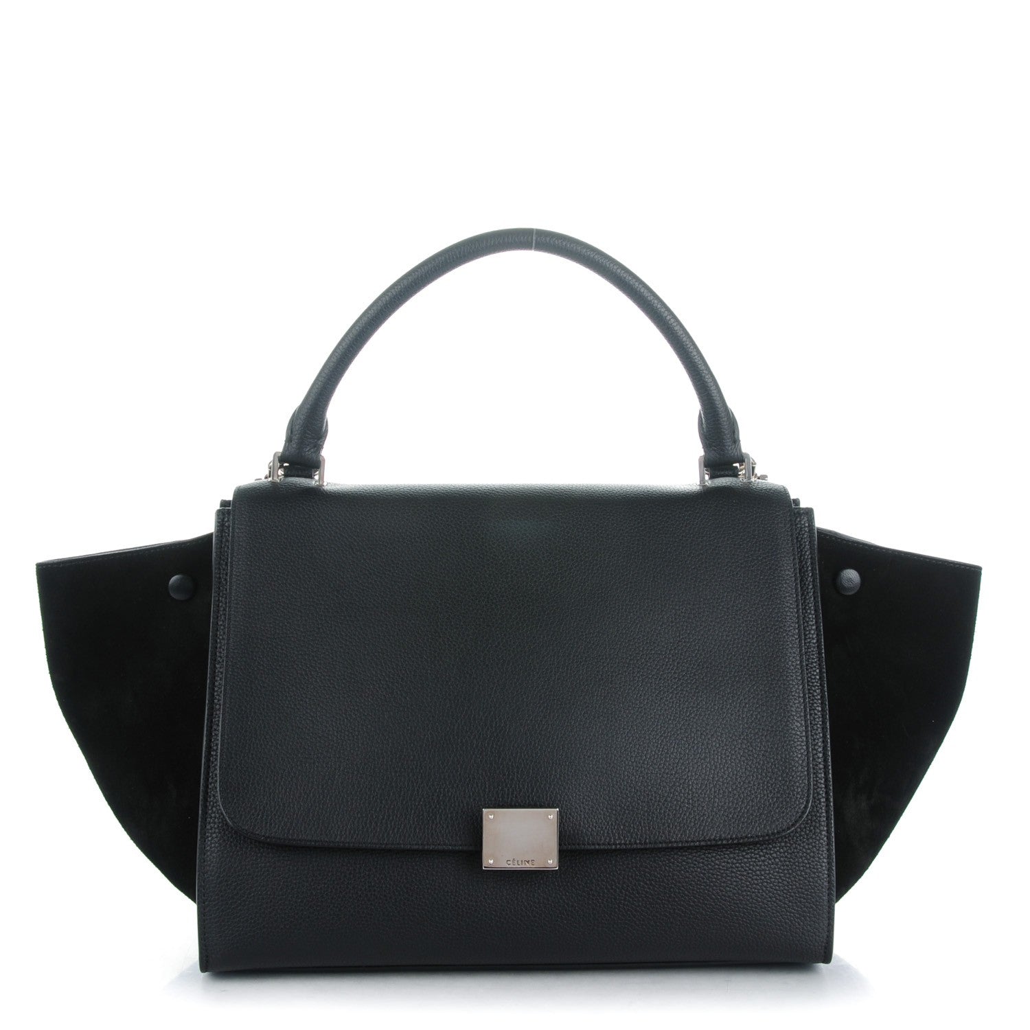 Celine Drummed Calfskin Suede Medium Trapeze Black 1 of 8