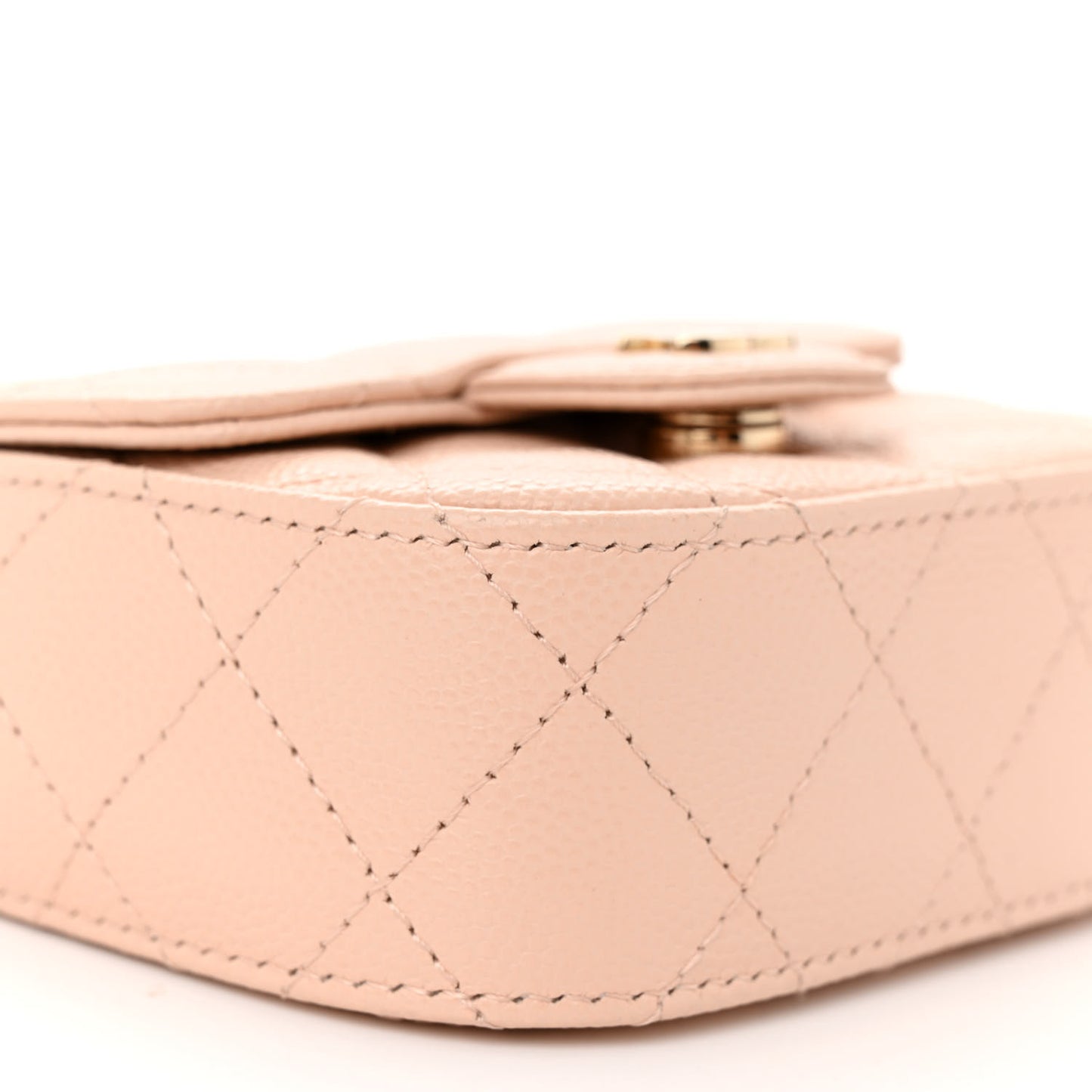 Caviar Quilted Mini Clutch With Chain Light Beige