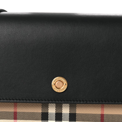 Burberry Calfskin Vintage Check Hannah Wallet with Detachable Strap Black 9 of 13