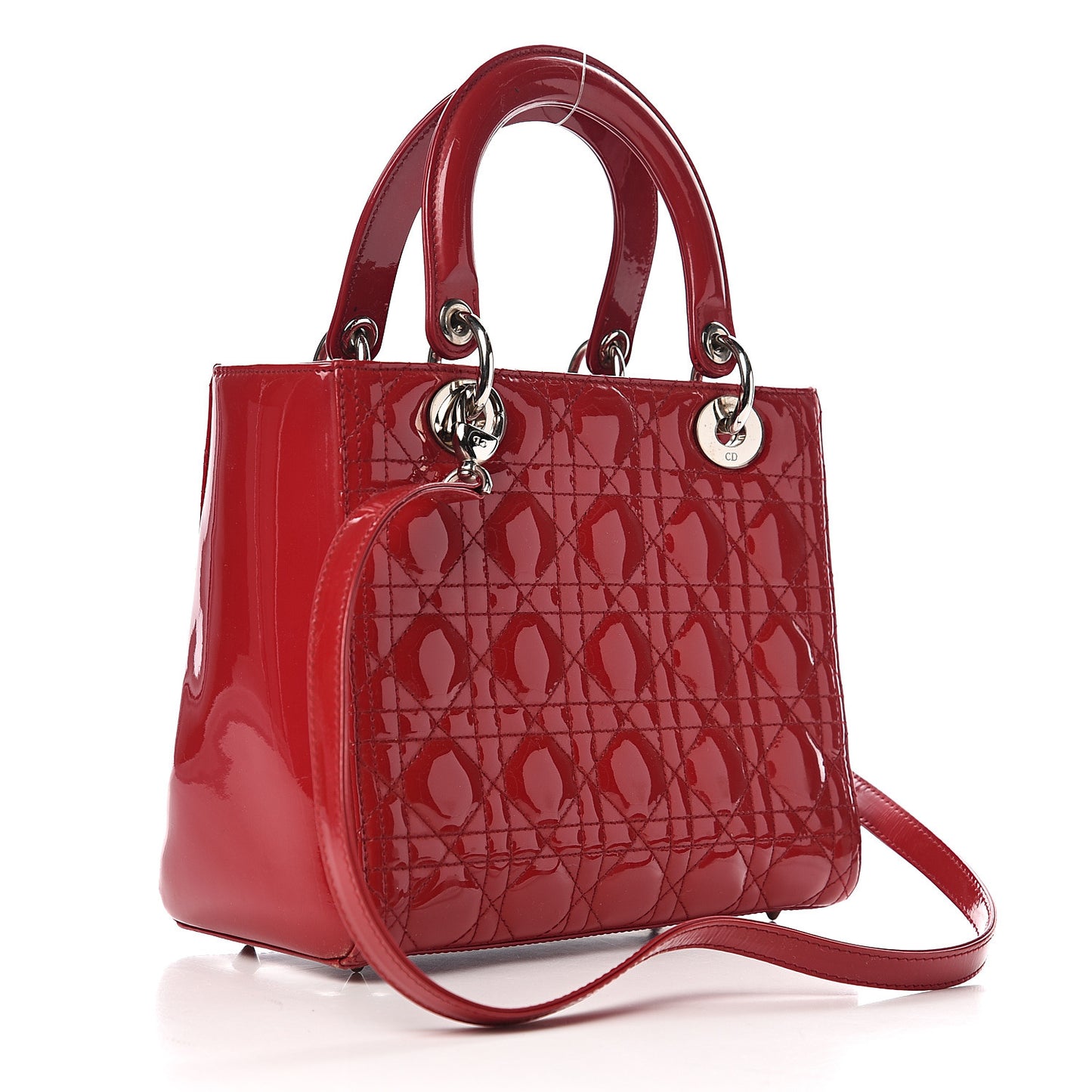 Patent Cannage Medium Lady Dior Red