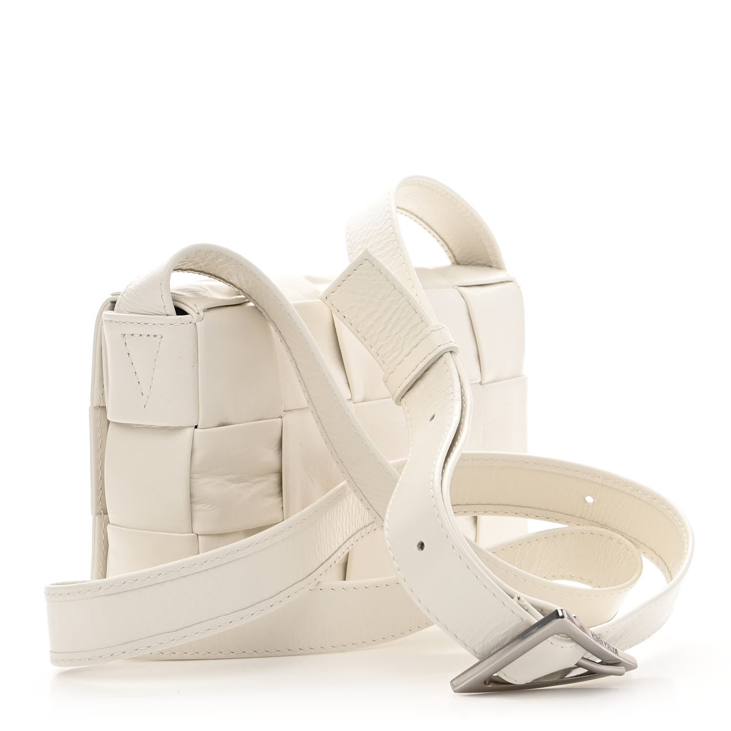 Bottega Veneta Paper Calfskin Maxi Intreccio Cassette Crossbody Bag White 3 of 10