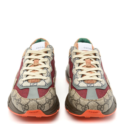 Gucci GG Supreme Monogram Mix Monogram Womens Rhyton Sneakers 40 Bordeaux Beige Ebony 2 of 10