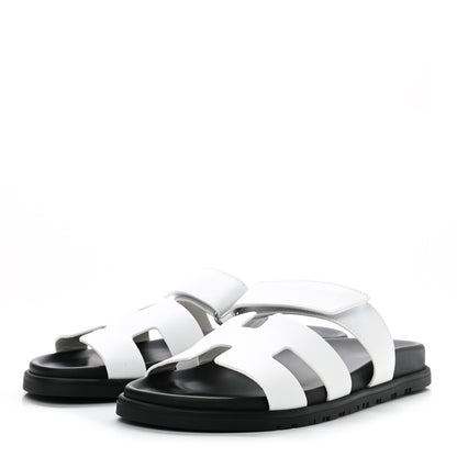 Hermes Calfskin Womens Chypre Sandals 39.5 White 3 of 9