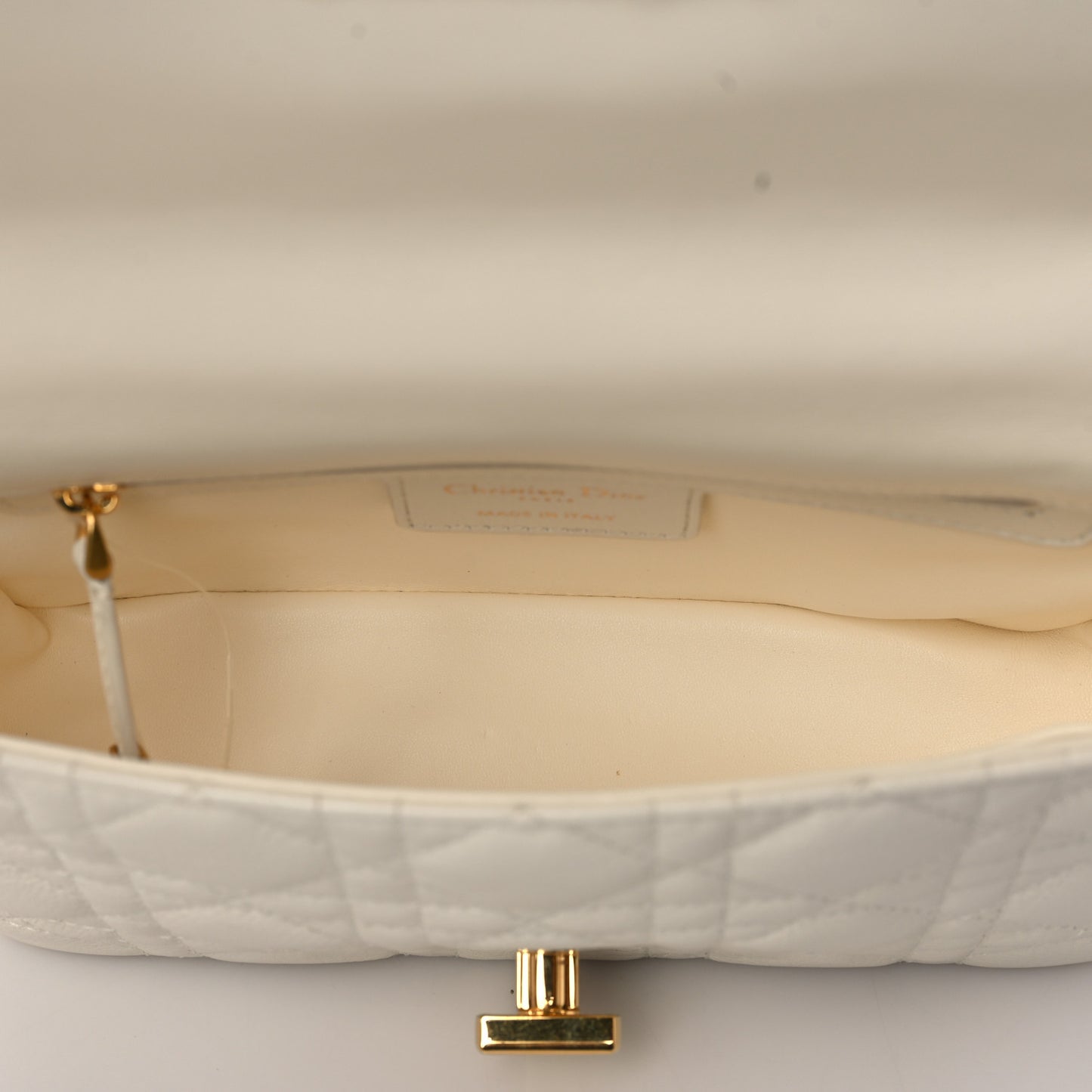 Calfskin Cannage Small Caro Bag Ivory