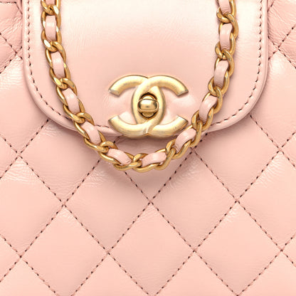 Chanel Shiny Aged Calfskin Quilted Nano Kelly Shopper Light Pink 8 of 10
