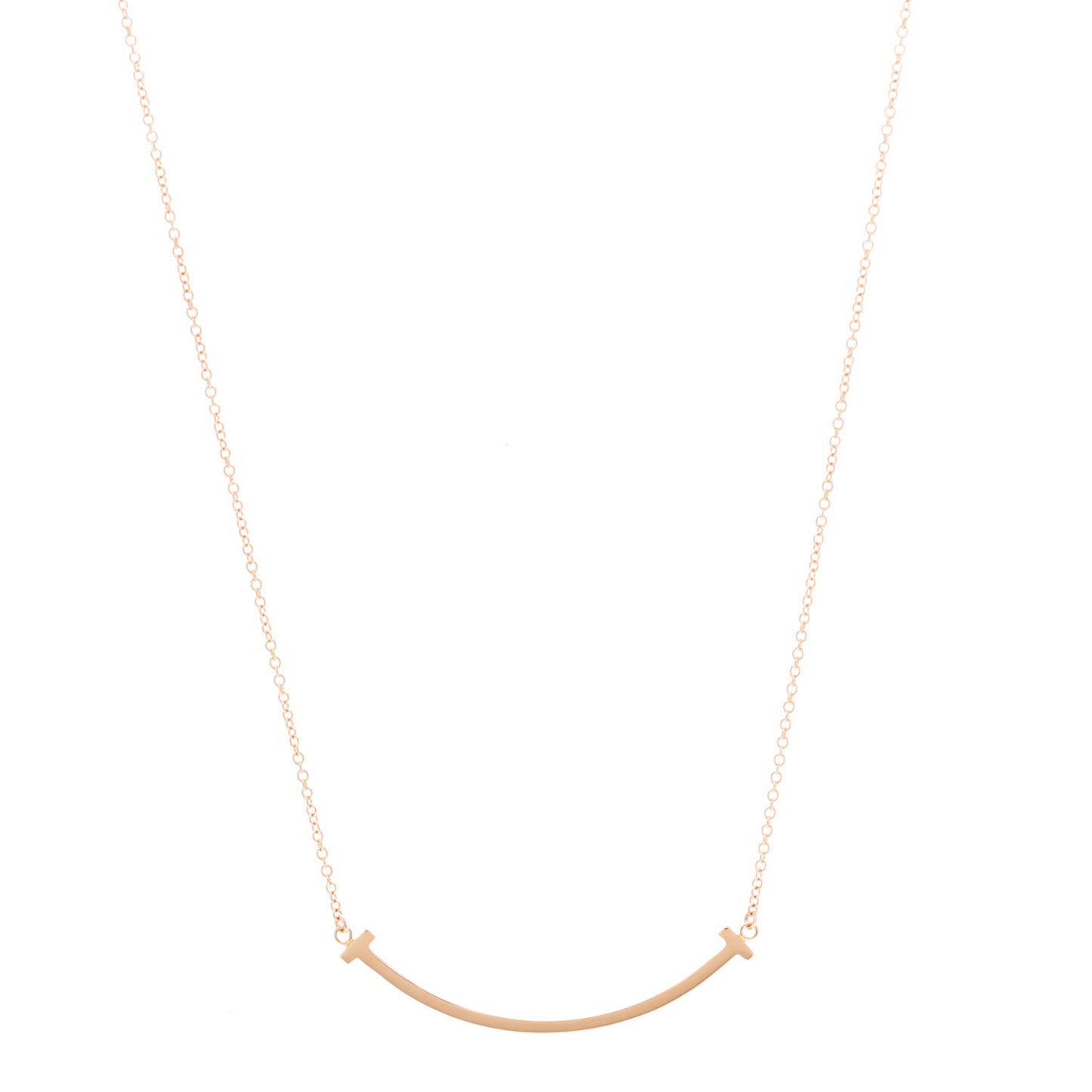 18K Rose Gold Small T Smile Pendant Necklace