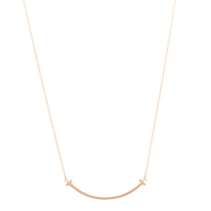 Tiffany 18K Rose Gold Small T Smile Pendant Necklace 1 of 6