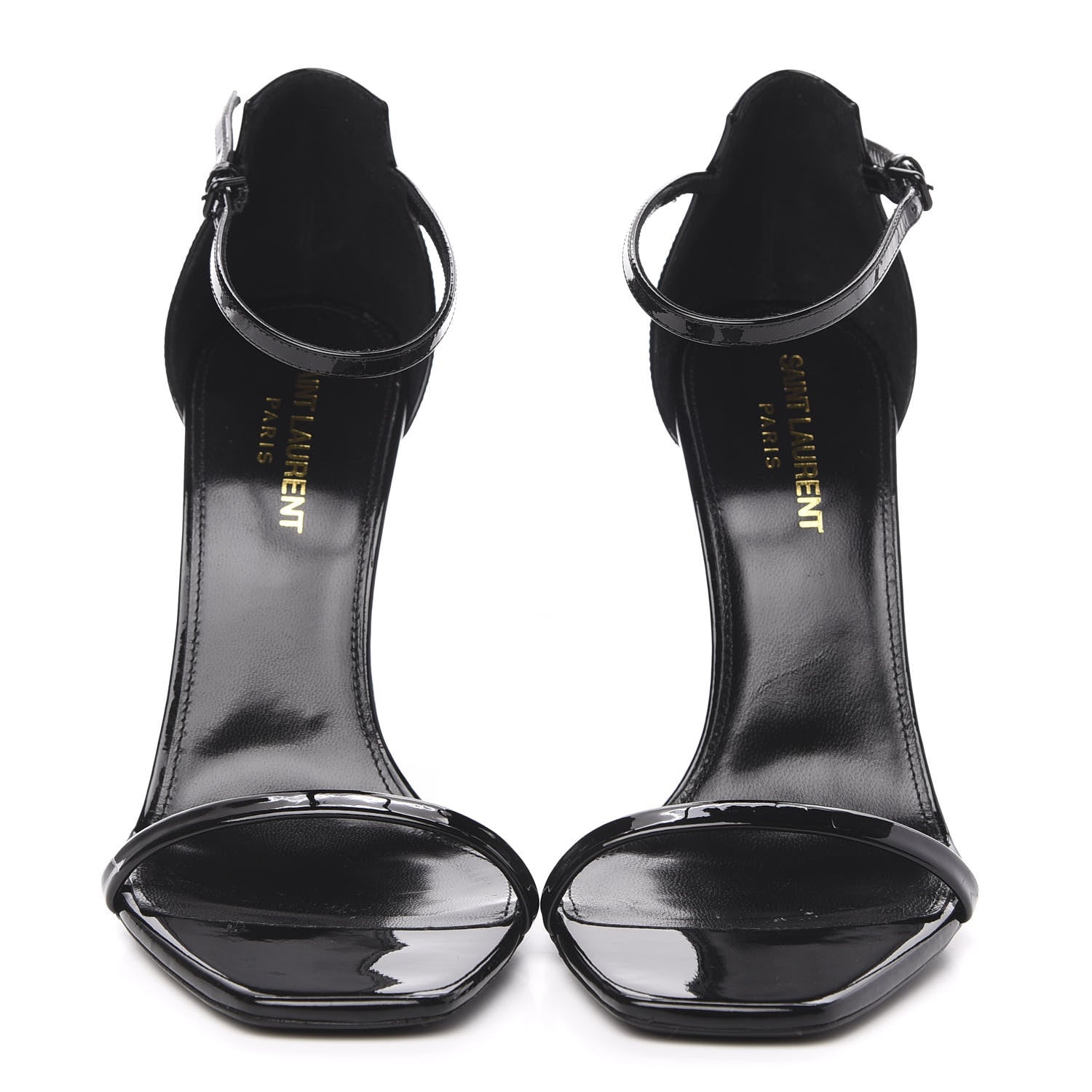 Saint Laurent Patent Calfskin Opyum 110 Sandals 38 Black 2 of 9